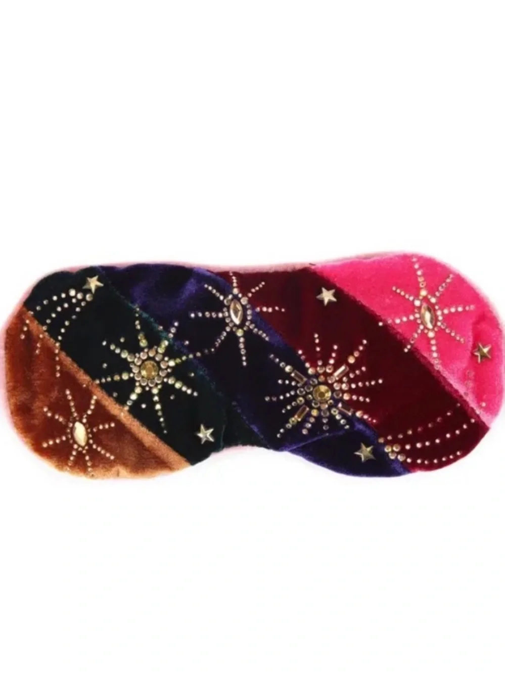 Kurt Geiger Velvet Multicolor Embellished Eye Mask & Pouch Set NIB